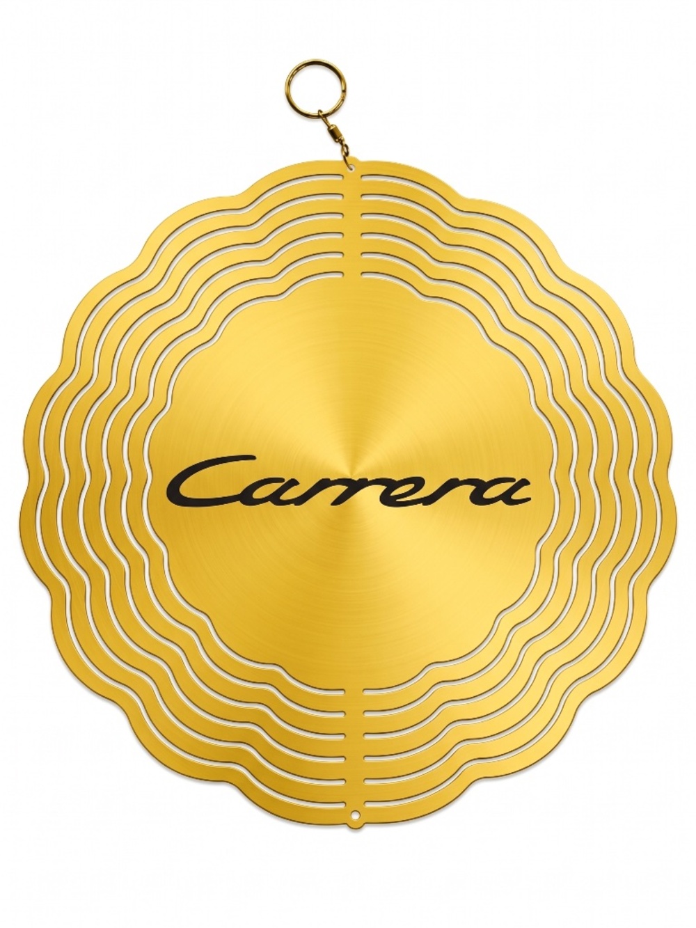 10" Porsche Carrera Kinetic Wind Spinner - Yellow Metal Hanging Yard Decor